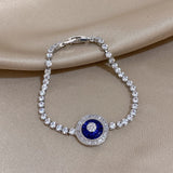 Zircon Stainless Steel Chain Bracelet Acrylic Round Pendant Bra