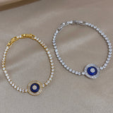 Zircon Stainless Steel Chain Bracelet Acrylic Round Pendant Bra