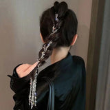 Sparkling Rhinestone Chain Hairpin Tassel Hairband