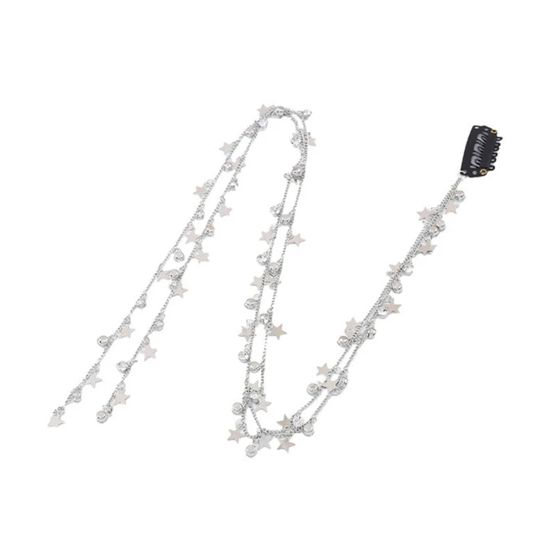 Sparkling Rhinestone Chain Hairpin Tassel Hairband