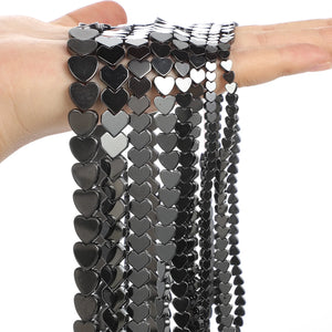 Flat Heart Hematite Natural Stone Beads for Jewelry Making