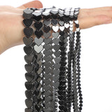 Flat Heart Hematite Natural Stone Beads for Jewelry Making