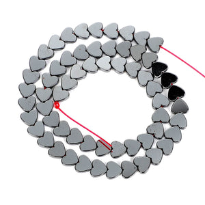Flat Heart Hematite Natural Stone Beads for Jewelry Making