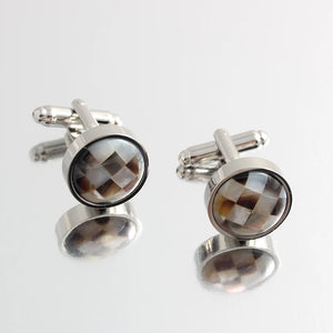 Mosaic Shells Cufflinks Silver Plated