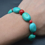 Turquoise Nugget Beas Charm Bracelet Jewelry