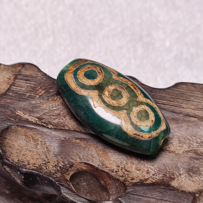 Green Chalcedony Beads Tibetan Amulet 6 Eye Totem Agate Dzi Beads