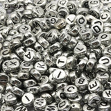Silver Letter Beads 4X7MM Acrylic Random Alphabet Loose Beads