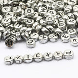 Silver Letter Beads 4X7MM Acrylic Random Alphabet Loose Beads