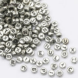 Silver Letter Beads 4X7MM Acrylic Random Alphabet Loose Beads