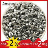 Silver Letter Beads 4X7MM Acrylic Random Alphabet Loose Beads