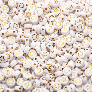 100pcs 4x7mm Acrylic Beads With Cartoon Pattern
