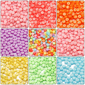 100pcs 4x7mm Acrylic Beads With Cartoon Pattern