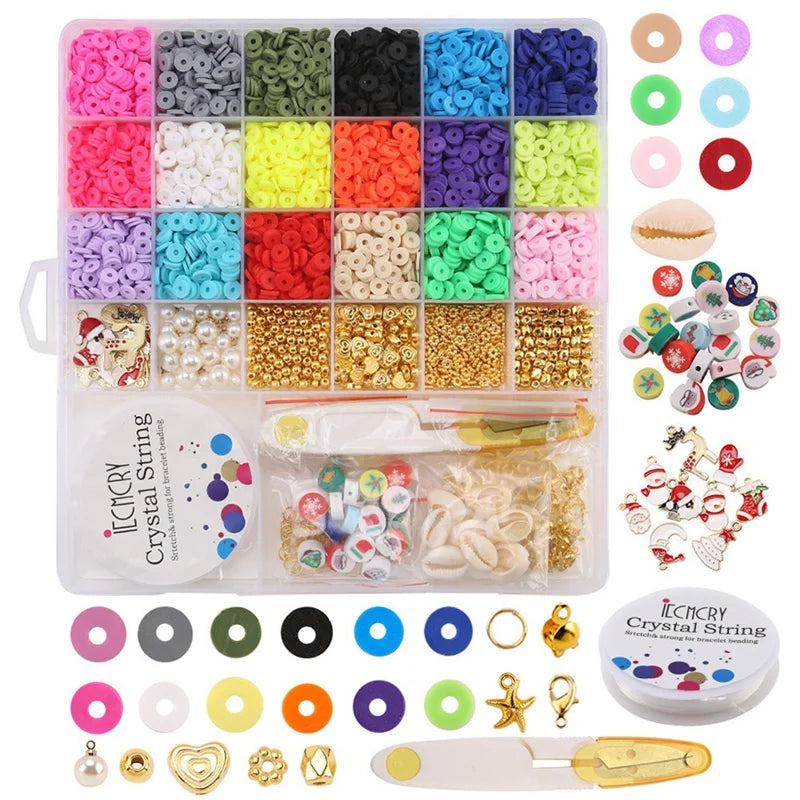 Polymer Clay Beads Kit with Pendant Charms for Jewelry Making
