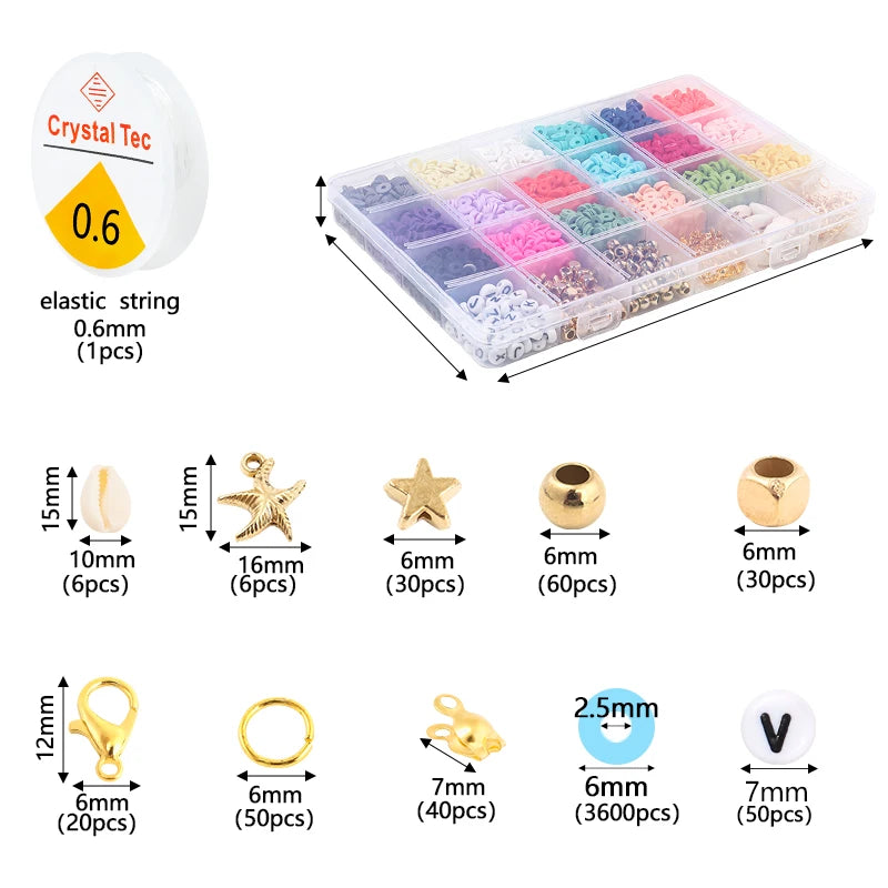 Polymer Clay Spacer Beads Kit Charms for Jewelry Making DIY