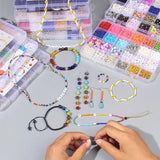 Acrylic English Letters Beads Box Kit with Tools for DIY Bracelet Making