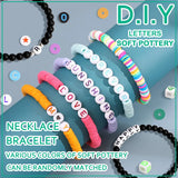 Acrylic English Letters Beads Box Kit with Tools for DIY Bracelet Making
