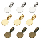 Tibetan Style Alloy Glue-On Flat Pad Pendant Bails, Silver, 18x10x5.5mm
