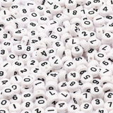 4x7mm Digital Number Acrylic Beads DIY Jewelry Making Supplies