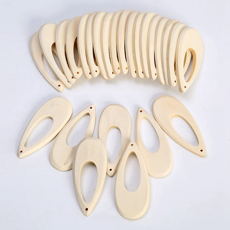 Teardrop Shape 62x27mm Wooden Pendants for DIY Jewelry Making