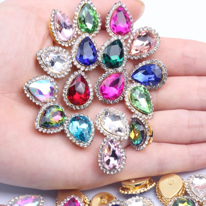 Flatback Claw Rhinestones 10x14mm 200pcs Sew On Tear Crystals for Clothes