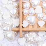 Heart Shape Flatback Half Pearls 10mm 12mm 16mm Ivory Resin Pearls