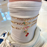 Crystal Cherry Anklet Set for Women Sweet Fruit Foot Bracelet Gift