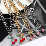 Crystal Cherry Anklet Set for Women Sweet Fruit Foot Bracelet Gift