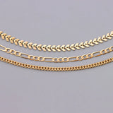 3Pcs Silver Chain Anklets Women Beach Foot Leg Jewelry Metal Ankle Bracelet