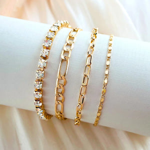 4Pcs Rhinestone Tennis Chain Bracelets for Women