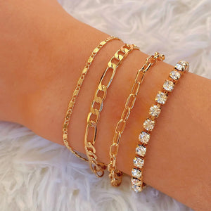 4Pcs Rhinestone Tennis Chain Bracelets for Women