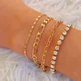 4Pcs Rhinestone Tennis Chain Bracelets for Women