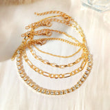 4Pcs Rhinestone Tennis Chain Bracelets for Women