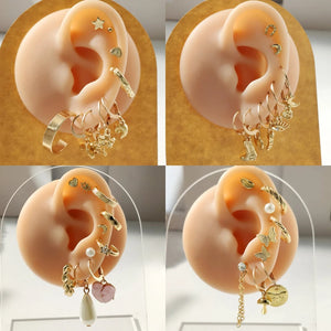 9Pcs Heart Pearl Geometric Earrings Set