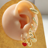 9Pcs Heart Pearl Geometric Earrings Set