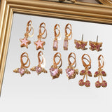 Boho Butterfly Earrings Set Crystal Drop Heart Jewelry