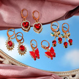 Boho Butterfly Earrings Set Crystal Drop Heart Jewelry