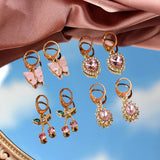 Boho Butterfly Earrings Set Crystal Drop Heart Jewelry