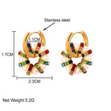 Colorful Crystal Pearl Hoop Earrings Women Geometric Boho Jewelry