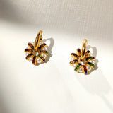 Colorful Crystal Pearl Hoop Earrings Women Geometric Boho Jewelry