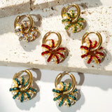 Colorful Crystal Pearl Hoop Earrings Women Geometric Boho Jewelry
