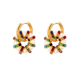 Colorful Crystal Pearl Hoop Earrings Women Geometric Boho Jewelry
