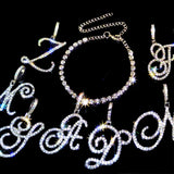 Cursive Z Initial Anklets for Women Crystal Tennis Chain