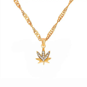 Maple Leaf Crystal Pendant Necklace for Women Wedding Jewelry Gift