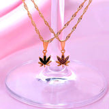 Maple Leaf Crystal Pendant Necklace for Women Wedding Jewelry Gift