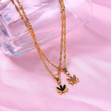 Maple Leaf Crystal Pendant Necklace for Women Wedding Jewelry Gift
