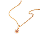 Maple Leaf Crystal Pendant Necklace for Women Wedding Jewelry Gift
