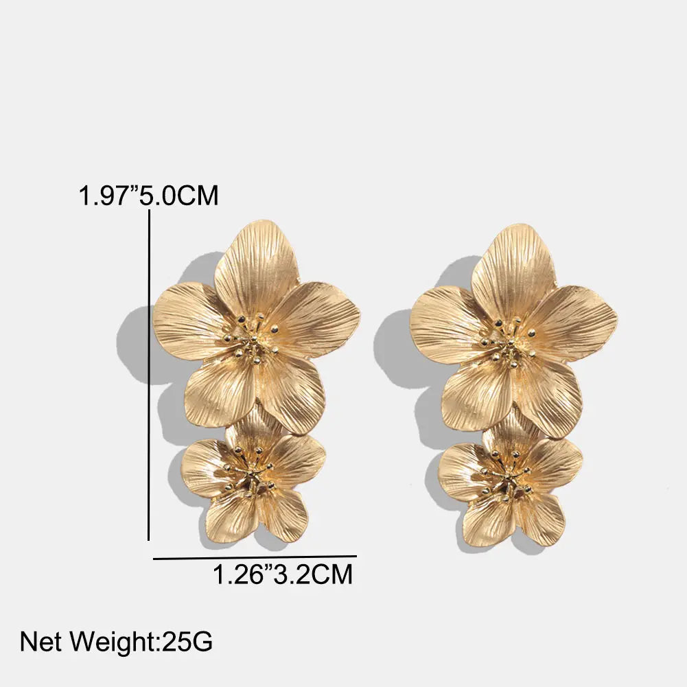 Geometric Long Stud Earrings Flower Punk Statement Earrings