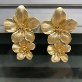 Geometric Long Stud Earrings Flower Punk Statement Earrings