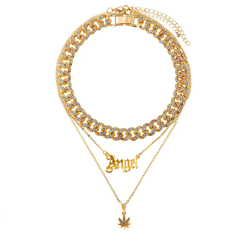 Multilayer Crystal Butterfly Pendant Necklace