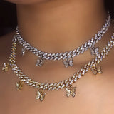 Multilayer Crystal Butterfly Pendant Necklace